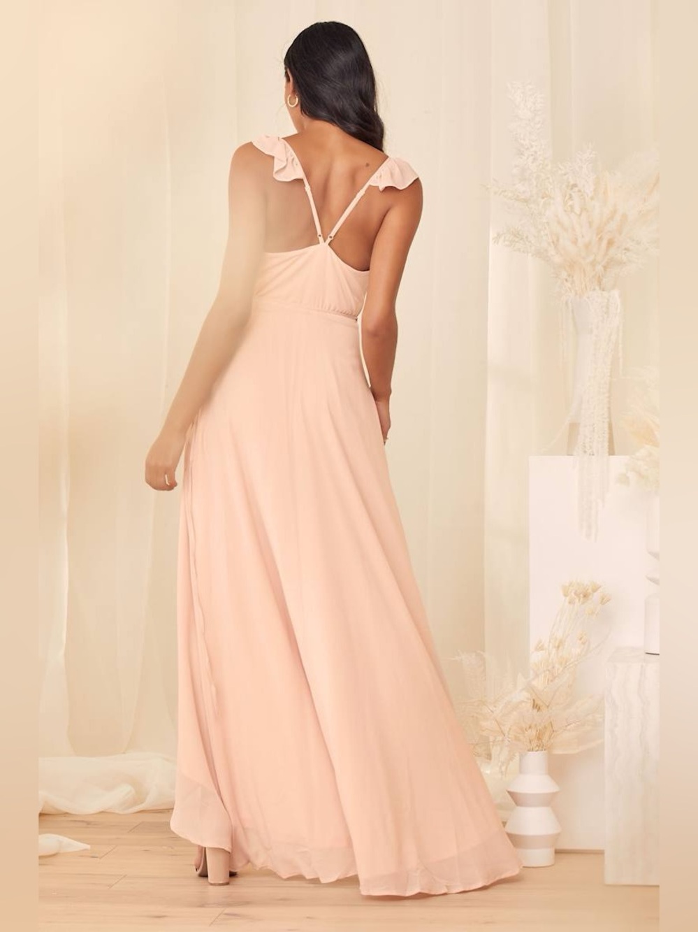 LULUS Here's to Us Blush Pink High-Low Wrap Dress - Picture 3 of 3
